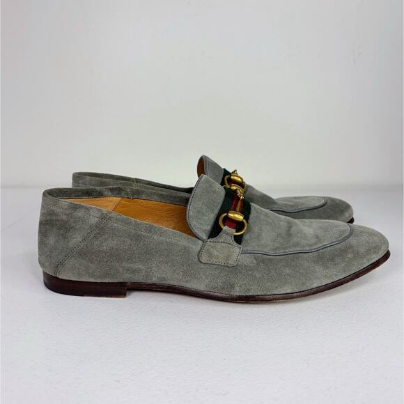 Gucci Loafers Suede Shoes Men’s UK 7.5 US 8 EU 42.5 Green Gray Horsebit Brixton - Picture 3 of 14